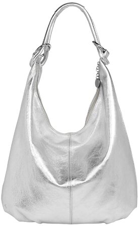 Сумка жіноча Caspar Vintage з велюрової шкіри (сріблястий металік) - Made in Italy - Модель №617