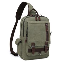 Спортивна сумка-слінг mygreen Canvas Crossbody Bag через плече, водостійкий рюкзак-сумка для прогулянок та outdoor, армійський зелений, XL