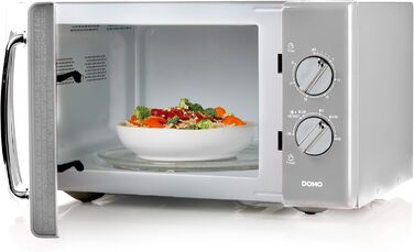 Мікрохвильова піч DOMO DO3125 Retro, 25L, 900W, білий/сріблястий, 6 рівнів потужності, таймер до 30 хв, функція розморожування, звуковий сигнал