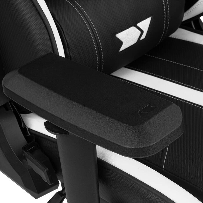 Професійне ігрове крісло DRIFT GAMING DR350 ергономічне, з 4D-підлокітниками, подушками під поперек та шию, нахил 135°, безшумні колеса, чорно-біле