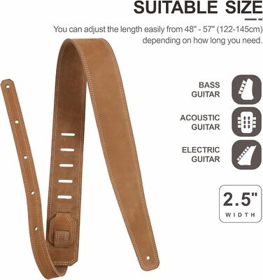 Накладка для гітари Nefelibata з повного нубуку, 76 см, з підкладкою з піни та петлею для кабелю, для акустичної, бас та електрогітари - Хакі