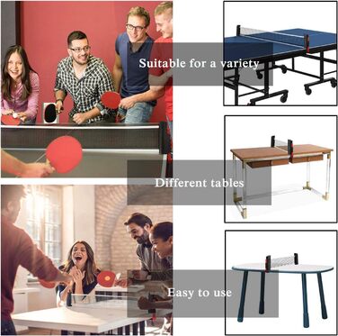 Мережа для настільного тенісу, висувна, 190 см (макс), портативна, замінна, для столу, офісу, їдальні (чорний, червоний)