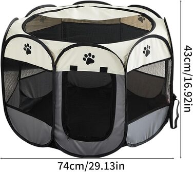 Клітка-вигул для цуценят та котів, 74x74x43 см, сірий (6 панелей)