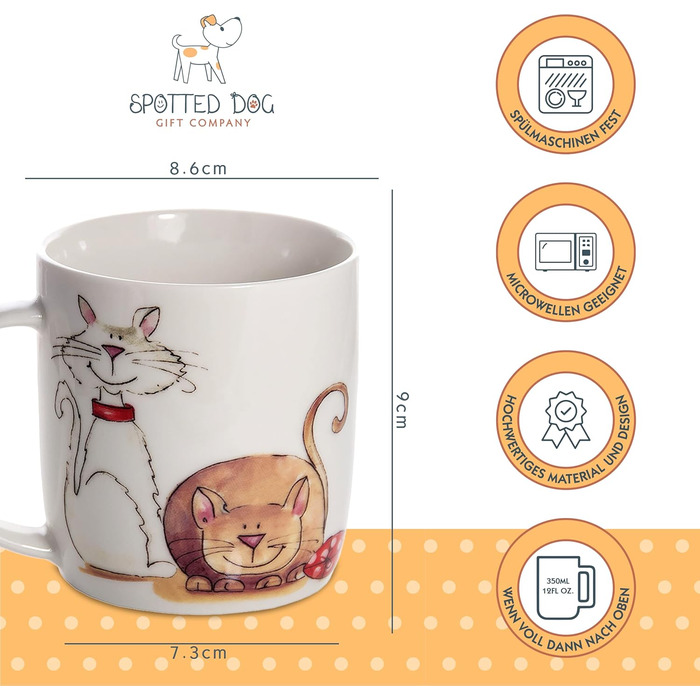 SPOTTED DOG GIFT COMPANY - Mug with Cat Motifs - White - Large