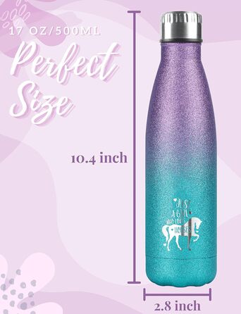 Horse gifts for girls, women, horse water bottle, insulated stainless steel water bottle, riding gifts for horse lovers, for birthdays, Christmas, back to school, violet-blue