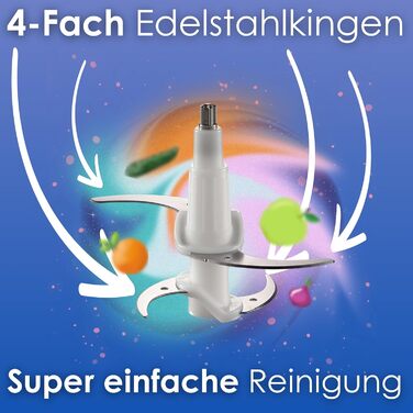 Електричний подрібнювач Multizerkleinerer Blitzhacker 500W 1,8L: універсальний кухонний комбайн для приготування дитячого харчування, горіхів, овочів, фруктів та м'яса. Скляна чаша.