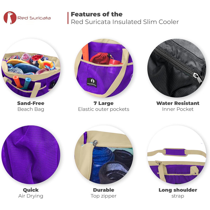 Red Suricata Large Mesh Beach Bag - Beach Bags and Shopping Bags (Violet/Beige)