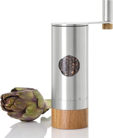 AdHoc MP54 Pepper | Salt Grinder PowerMill, CeraCutXL® Ceramic Grinder, Stainless Steel | Acacia Wood | Acrylic