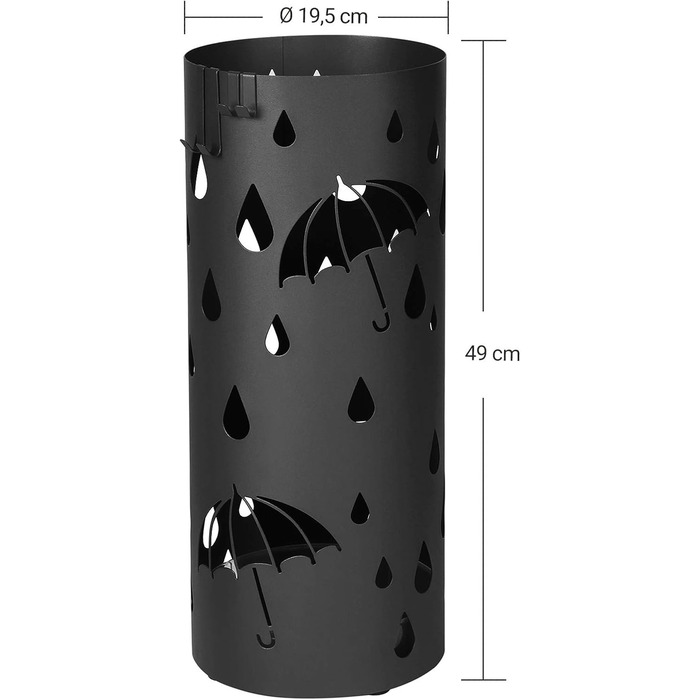 SONGMICS Umbrella Stand - White & Black, 49 x 19.5 cm - Durable & Stylish