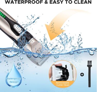 Машинка для стрижки собак, акумуляторна, бездротова, з 4 насадками, для собак, котів та всіх типів шерсті