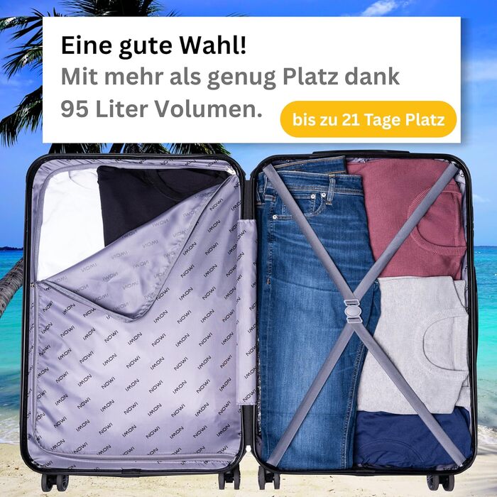 NOWI® Валіза-кофр для ручної поклажі 55x40x20 см, 34л, зелений, підходить для Ryanair, Lufthansa та інших авіакомпаній
