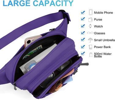 Гірчатка на пояс для жінок та чоловіків, водонепроникна, з тримачем для пляшки, універсальна, для піших прогулянок, вигулу собак, активного відпочинку (A-лілова)