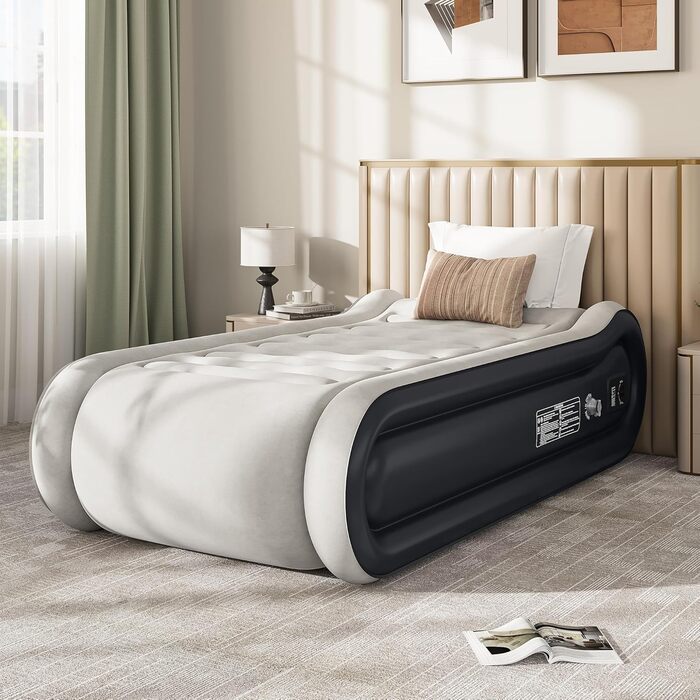 Надувний матрац YITAHOME 2x1,5м з електропомпою, самонадувний, для 2 осіб, білий/блакитний