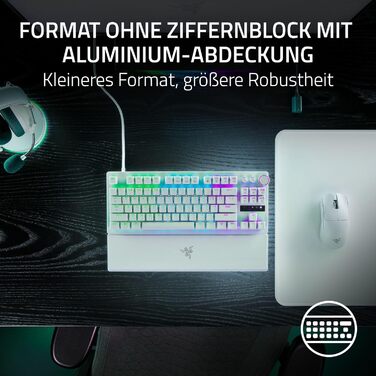Клавіатура Razer Huntsman V3 Pro TKL Mercury: 60% механічна з оптичними перемикачами Red, Doubleshot PBT, USB-C, QWERTY US-Layout