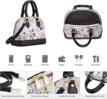 Bagsure Сумка жіноча 4 в 1: сумка-шопер, сумка на плече, ділова сумка для офісу, школи, подорожей (квітковий принт)
