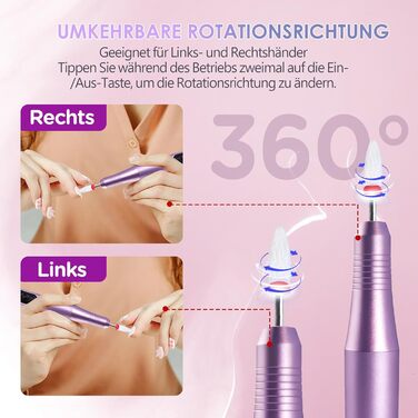 Електричний набір для манікюру та педикюру Nagelfräser 12-в-1: професійна електрична нагрівальна фреза з акумулятором 800mAh, 20000 об/хв, для початківців та салонів краси