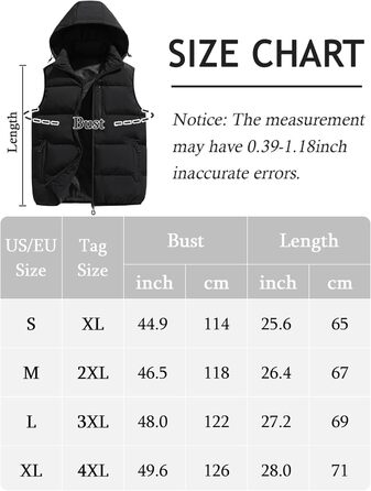 Чоловіча зимова жилетка AIEOE з капюшоном, утеплена, чорна, розмір L