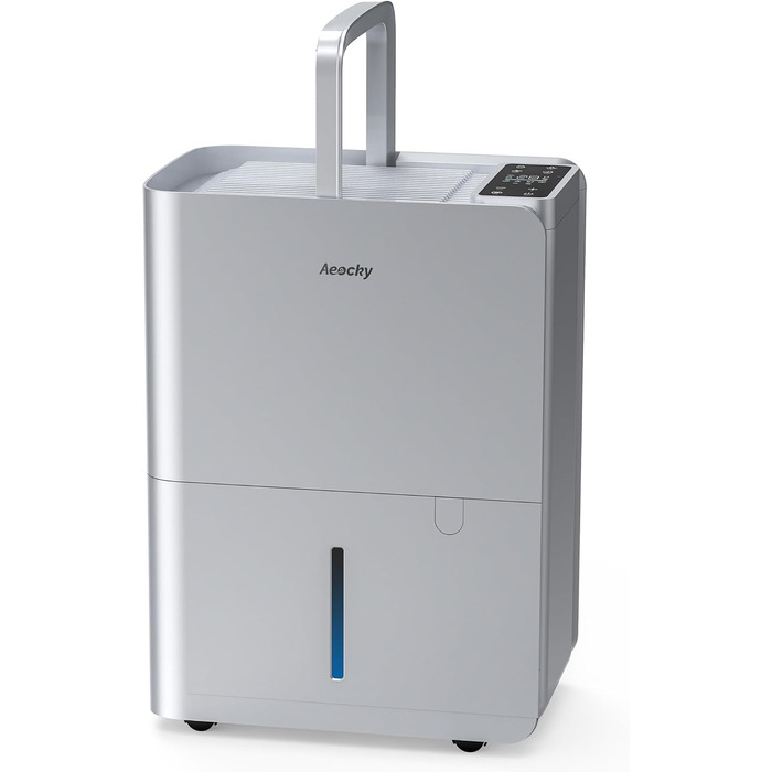 Електричний осушувач повітря AEOCKY Max 25L - 50м² з відведенням води та Smart-функціями. Підходить для підвалу, пральні, спальні та ванної кімнати (Silver)