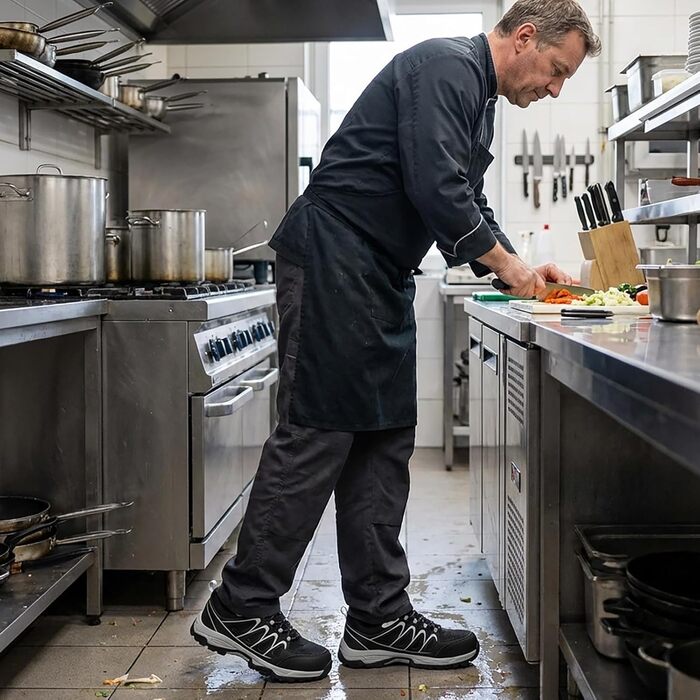 Черевики безпеки унісекс SPIEZ для чоловіків та жінок, робочі черевики-кросівки, м'які черевики з захисною підошвою, легкі черевики для роботи та повсякденного використання, розміри EU36-46 (Чорно-сірий)