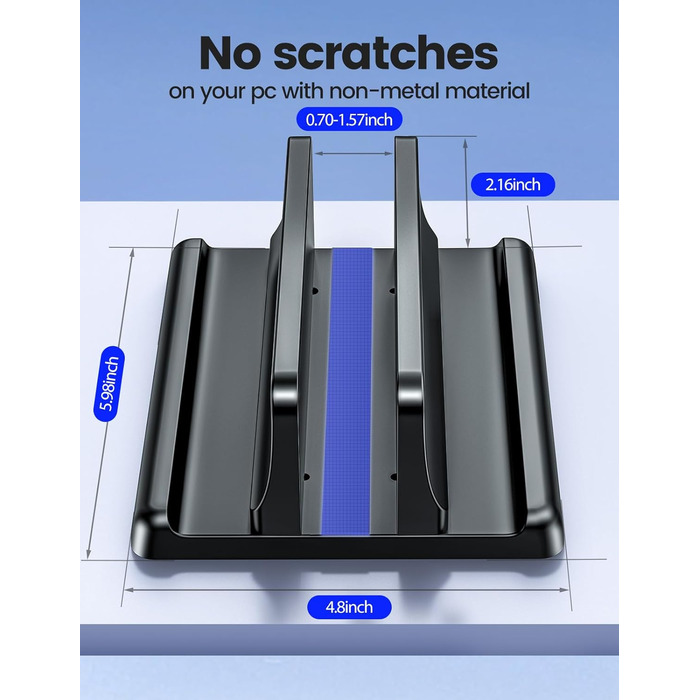 Підставка для ноутбука VAYDEER вертикальна 3в1, чорна. Сумісна з MacBook, iPad, планшетами та ноутбуками до 17.3'