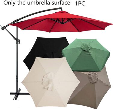 TIUTIU Replacement Canopy Cover for Patio Umbrella – 6 Ribs – 2m/2.7m/3m – Waterproof – UV Protection – Replacement Fabric (2.7m/8.9ft, Beige)