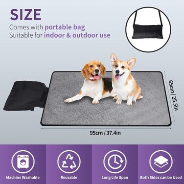 Водонепроникна килимок для собак та котів 95x65 см, складаний, для подорожей та дому