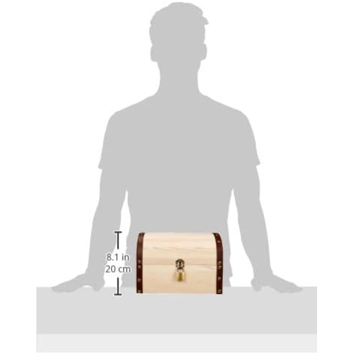 Glorex 6 2003 350 - Treasure chest with lock made of pine wood, approximately 27 x 18 x 20 cm in size, FSC Mix, natural treasure chest for painting, decorating, and embellishing