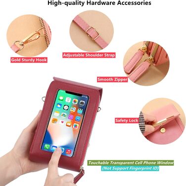 Сумка на шию жіноча Handytasche, червона PU шкіра, кросбоді, гаманець для дівчаток, відділення для карт