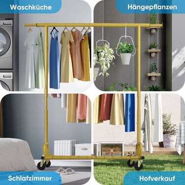 HOKEEPER Clothes Rack with Shelves, 450 kg Capacity, Rolling Garment Rack, Portable Clothes Hanger, Chrome (S002GD)