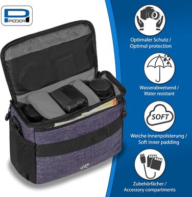 Сумка для камери Pedea: стильна модель XL для DSLR/SLR/System Camera з дощем. Lila