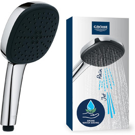 Душова лійка GROHE Vitalio 110, водозберігаюча, 6 л/хв, 2 струмені, регулюється, універсальне підключення, захисний силіконовий кільце, квадратна, хром, артикул 2639710E