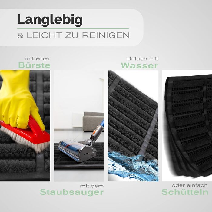 Килимок прикладний Entrando з кокоса та гуми, водостійкий килимок для вхідних дверей та саду, протиковзний та міцний, 40 x 60 см, чорний