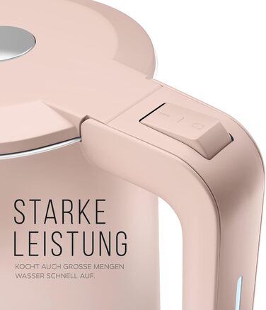Balter Stainless Steel Kettle WK-4, 1.7 Liter, Electric Kettle, Double-Walled Design, BPA Free, LED, Compact Tea Kettle, Quiet (Black) (Pink)