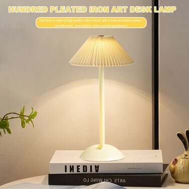 Світлодіодна настільна лампа Starnearby бездротова, з сенсорним димером та акумулятором. 3 режими світла, вінтажний металевий плафон. Лампа для спальні, офісу, тумбочки (біла основа)