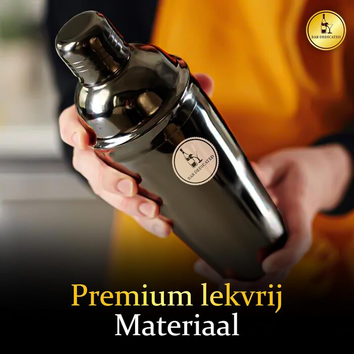 Набір для коктейлів 16 предметів: шейкер з нержавіючої сталі 750 мл, стійка з бамбука, рецепти, пестик, мірний стакан, ситечко, щипці для льоду – професійний набір для домашнього бару, чорний