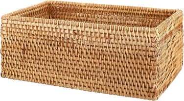 BSTKEY Rectangular Rattan Woven Paper Cover, Decorative Tissue Holder, Napkin Dispenser, Organizer, Face Towel Box for Home and Office