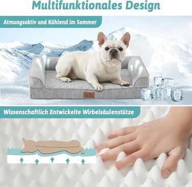 Ортопедичне ліжко для собак середнього розміру COZY KISS з знімним, пральним чохлом. Підтримує хребет, водонепроникні бортики та протиковзна основа. Розмір: 91x69x16 см, колір: сріблясто-сірий