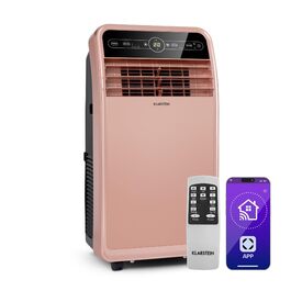 Мобільний кондиціонер Klarstein з витяжним шлангом, 4-в-1: кондиціонер, вентилятор, осушувач повітря та нічний режим, компактний та портативний для дому та офісу, низьке енергоспоживання, 7000 BTU, білий (12000 BTU, рожеве золото)