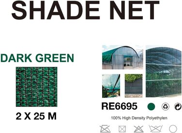 Rebecca Mobili Shade Net, Garden Terrace Windbreak, Green, HDPE, Privacy Screen - Size HxL: 2 x 25 mt - Art. RE6695