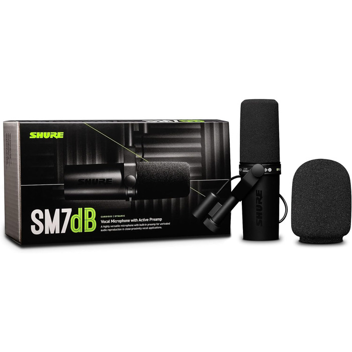 Мікрофон Shure SM7dB - динамічний вокальний мікрофон для радіо, подкастів та запису, XLR, теплий звук