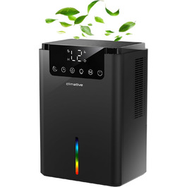 Електричний осушувач повітря Climative ION 12L/24h з Wi-Fi та очищувачем повітря для дому, квартири, ванної кімнати. Захист від вологи та плісняви до 20 м². Чорний Luxe 070