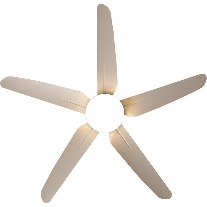 Стеляний вентилятор FINXIN з LED-лампою 132/122 см для спальні, вітальні, їдальні. Включає мотор, пульт керування (5 лопатей, білий)