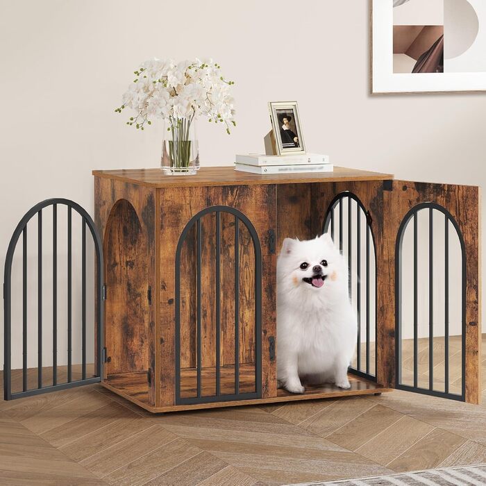 Клітка для собак Hzuaneri, 68x49x56 см, 3 двері, вінтажний колір, для дому, міцна, DFC85501B