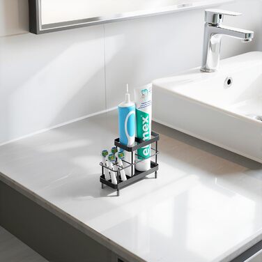 Тримач для зубних щіток Luxspire, електричний, нержавіюча сталь, настінний, без свердління, з дренажними отворами, органайзер для пасти, 6 відсіків (матова чорна)