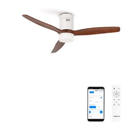 Вентилятор стельовий WINDCALM M з ABS корпусом, деревоподібні крила, Wi-Fi, пульт, 40W, Ø132cm, 6 швидкостей, таймер, DC-двигун, літньо-зимовий режим, з підсвічуванням
