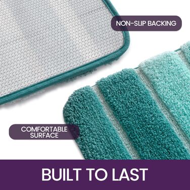 Non-Slip Bathroom Rug - Absorbent & Washable Bath Mat - 60 x 110 cm - Green