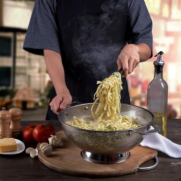 Ситечко LiveFresh з нержавіючої сталі, 4.7 л, з міцними ручками та самоопорожняючим підставкою