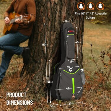 CAHAYA Softshell-чохол для акустичної гітари з підкладкою - 12 мм, Gigbag, рюкзак для гітари з кишенями, модний чохол для гітари 40/41/42 дюйми