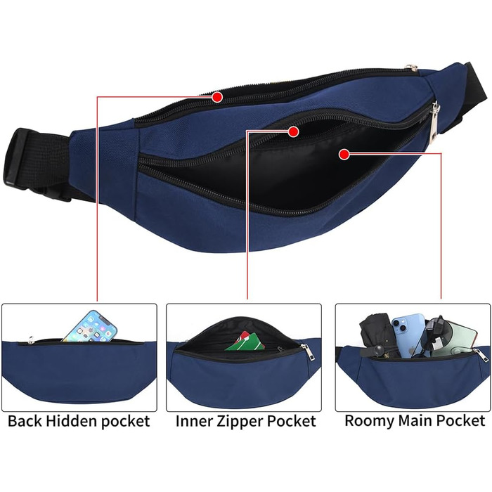 Поясна сумка на пояс для чоловіків та жінок, спортивна, на стегнах, для подорожей, прогулянок з собакою, Outdoor (Блакитна)