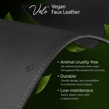 Килимок для миші Spigen XXL з екошкіри PU Vegan, чорний - захист столу та ідеальне ковзання